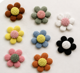 Colorful Flower-Shaped Fabric Appliqué Patches