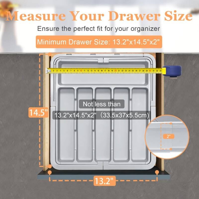 Adjustable 6-9 Compartment Kitchen Drawer Organiser For Large Capacity, Perfect Utensil Drawer Organiser, Cutlery Drawer Organiser, Cutlery Tray - Image 8